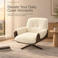 Fauteuil d'appoint pivotant en tissu de style minimaliste italien, fauteuil rembourré design avec base en métal, fauteuil lounge pour salon, villa, hôtel