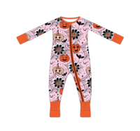 Pyjama en bambou Halloween pour bébé avec imprimé maison hantée – Combinaison à prix de gros