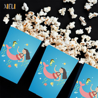 Décorations de fête d'anniversaire Xieli Boîte à pop-corn en papier sirène
