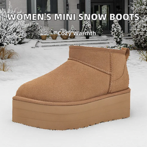 Mini <span class=keywords><strong>botas</strong></span> <span class=keywords><strong>de</strong></span> nieve <span class=keywords><strong>de</strong></span> invierno <span class=keywords><strong>de</strong></span> piel <span class=keywords><strong>de</strong></span> oveja para mujer personalizadas Botines <span class=keywords><strong>de</strong></span> lana cálidos <span class=keywords><strong>con</strong></span> <span class=keywords><strong>plataforma</strong></span> para clima <span class=keywords><strong>de</strong></span> invierno - Product Image 2