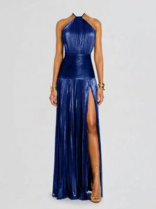 Abito Elegante da Donna Estate 2025, Vestito Lungo Senza Spalline con Dettagli a Contrasto e Allacciatura, Senza Maniche per Casual e Feste - Product Image 4