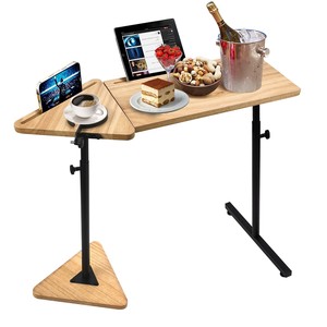 Plateau de bain en bois de forme irrégulière, autoportant, hauteur réglable, avec support pour tablette, pour utilisation dans la salle de bain - Product Image 5