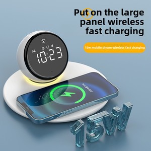 15 Wát Máy tính để bàn thông minh ánh sáng ban đêm LED hiển thị không dây sạc nhanh cho điện thoại thông minh từ tính sạc đứng tiếng ồn BT Loa kỹ thuật số - Product Image 5