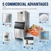 Commerciële Sneeuwvlokken IJskruimelsmachine 900kg Per Dag CE Grote Opbrengst 400kg Bak Energiebesparend voor Buffet Restaurant Koffieshop