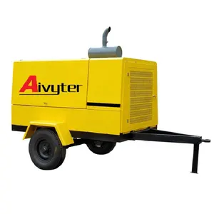 Aivyter 185 CFM 102psi Portable Mesin Diesel Screw Air Compressor dengan Jack Hammer