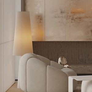 Lámpara de Pie de Diseño Italiano con Cuerpo Cromado, Estilo Wabi-Sabi para Sala de Estar y Dormitorio, Ambiente Nórdico Danés para Hoteles y Alojamientos - Product Image 6