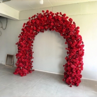 Élégante Grande Arche Florale Rouge Solide en Forme de U pour Mariage, Décoration de Scène, Support de Fleurs Artificielles