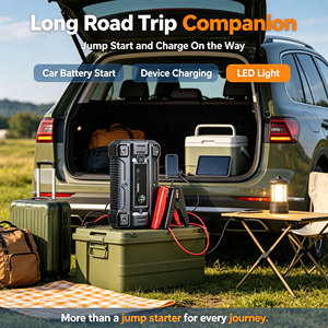Démarreur de batterie de voiture portable 4-en-1, <span class=keywords><strong>booster</strong></span>, batterie externe 10000mAh, pack de batteries au lithium avec gonfleur de pneus et lumière LED - Product Image 2