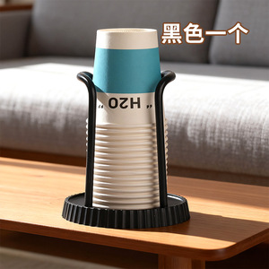 Support de tasses en papier, support de rangement de bureau, distributeur de tasses jetables en plastique noir pour tasses à café et à thé - Product Image 1