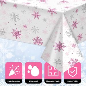 ผ้าปูโต๊ะลายเกล็ดหิมะสำหรับตกแต่งโรงแรมและร้านอาหารทรงสี่เหลี่ยมสีชมพูสำหรับเทศกาลวันหยุดฤดูหนาว - Product Image 3