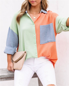 Cardigan à manches longues et coutures multicolores à la mode pour femmes, nouvelle collection été <span class=keywords><strong>2022</strong></span> - Product Image 3