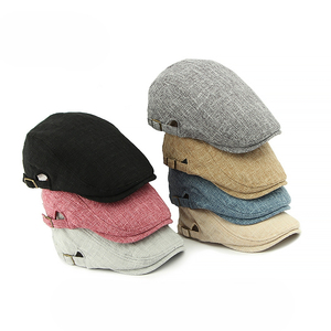 <span class=keywords><strong>Casquette</strong></span> plate ajustable en coton et lin pour hommes et femmes, style Ivy, mode estivale, béret, <span class=keywords><strong>casquette</strong></span> de chauffeur, <span class=keywords><strong>casquette</strong></span> de golf - Product Image 2