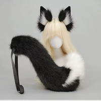 Ensemble oreilles et queue de renard en fausse fourrure réaliste, bandeau animalier moelleux et queue portable pour cosplay, Halloween, accessoires de fête