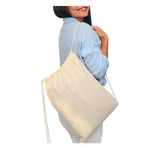Bolsa de Lona de Algodón Reutilizable Ecológica con Logotipo Personalizado al por Mayor, Mochila con Cordón de Gran Capacidad para Compras y Gimnasio - Product Image 2