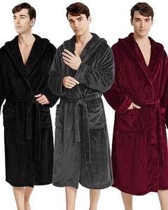 Stock local en peluche surdimensionné hiver doux chaud long peignoir en flanelle <span class=keywords><strong>avec</strong></span> capuche épaisse nuit polaire peignoirs de bain dressing - Product Image 1