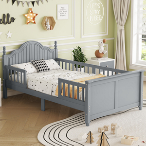 <span class=keywords><strong>Lit</strong></span> plateforme double en bois gris avec tête et pied de <span class=keywords><strong>lit</strong></span>, cadre de <span class=keywords><strong>lit</strong></span> double minimaliste et moderne pour chambre d'enfant - Product Image 6