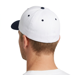 Gorra de Béisbol Blanca con Contraste Azul Marino, 6 Paneles, Ajustada, de Algodón Estructurado, para Hombre, Casual, Primavera Verano - Product Image 4