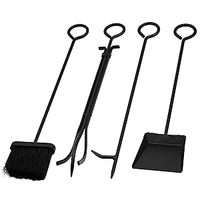 5 pièces noir en fer forgé grand feu Place ensemble d'outils intérieur extérieur inclure Poker pelle brosse pince support qualité métal matériel