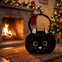 Sacs en gros pour Halloween, sacs fourre-tout géants en peluche chat noir pour bonbons et friandises, fournitures de fête effrayantes