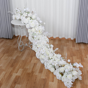 Flores blancas Fila de flores de cerezo Flores artificiales Camino de mesa Pasillo Corredor floral Evento DE BODA Corredor de flores de cerezo - Product Image 4