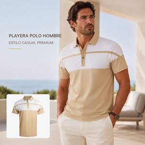 เสื้อโปโลชาย Playera Polo รุ่นพรีเมียม คอปกตัดสี แขนสั้น สไตล์ลำลอง เหมาะสำหรับใส่ไปเที่ยวพักผ่อน รับผลิตตามแบบส่วนตัว - Product Image 1