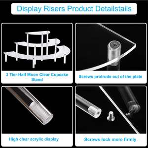 Exhibidor Acrílico Transparente de 3 Niveles, Soporte para Cupcakes y Postres, Organizador de Perfumes, Estante de Media Luna para Alimentos y Figuras Amiibo/<span class=keywords><strong>Funko</strong></span>/POP - Product Image 6