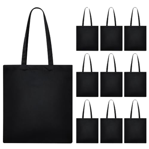 <b>Large</b> Black Canvas Tote <b>Bag</b> With Top Handle For Daily Shopping Use - Product Image 3