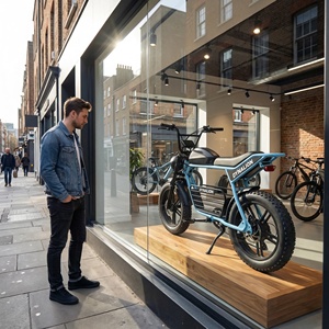 Vélo électrique rétro à gros pneus avec phare LED pour exposition en showroom, modèle Cruiser pour démonstrations en magasin - Product Image 1