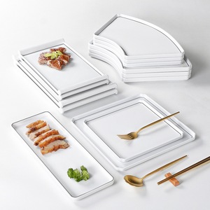 Bandejas de Servir Rectangulares de Melamina Blanca, Poco Profundas, para Uso en Hoteles y Restaurantes, Vajilla de Color Sólido - Product Image 1