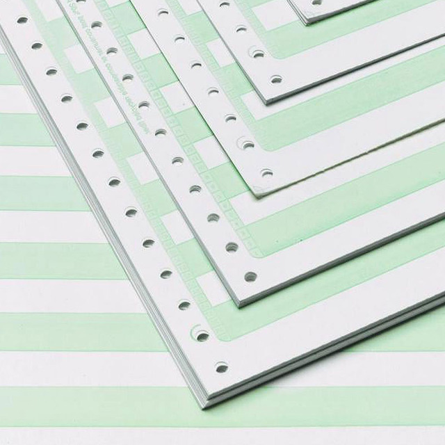 Customized Green Bar Regular Perforation Carbonless Computer Paper Dot Matrix Printer Paper NCR 2-Parts 1-Part Auto Copy Form