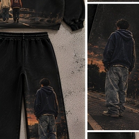 Ensemble sweat à capuche et pantalon de survêtement vintage pour homme, style streetwear oversize, deux pièces, impression DTG personnalisée, ODM