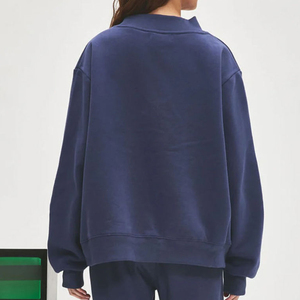 Felpa con Collo Alto Personalizzata, Pullover Oversize in Misto Cotone 330gsm, Felpa con Collo Alto Goffrato per Donna - Product Image 3