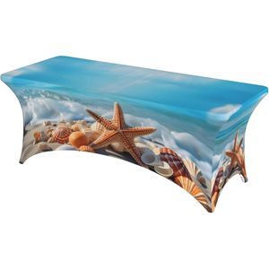 Ygpark ผ้าปูโต๊ะ4FT สแปนเด็กซ์สี่เหลี่ยมลายดอกไม้และปลาดาวสำหรับห้องรับประทานอาหารของโรงแรมการค้ามีตราสินค้า - Product Image 2