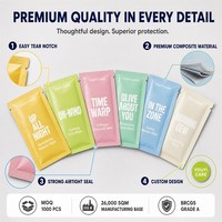 Sachets d'emballage cosmétique personnalisés imprimés, scellés sur 3 côtés, anti-odeur, avec encoche à déchirure facile pour masques oculaires et soins de la peau