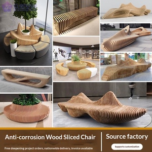 Banco de Madera Maciza para Exteriores, Asiento Irregular, Anticorrosión, Hecho a Medida, Silla de Descanso para Centro Comercial, Guangdong - Product Image 5