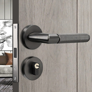 Serrure de porte intérieure en bois avec poignée en alliage de zinc et d'aluminium laminé, à aspiration magnétique et silencieuse, par le fabricant - Product Image 2