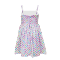 Robe de soirée pour filles en tulle lilas, multicolore, ornée de fleurs à paillettes, de perles et de strass, à bretelles, sans manches, coupe trapèze, ODM