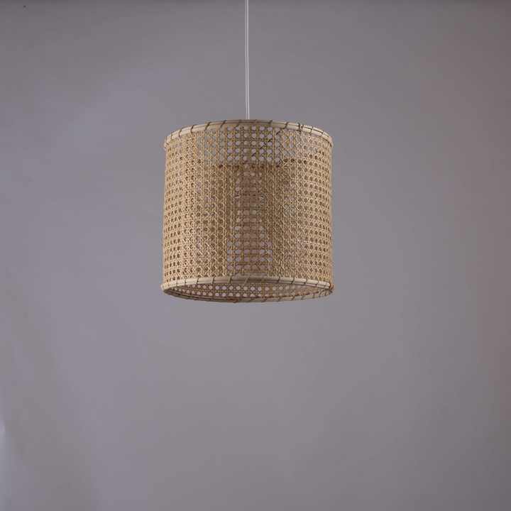 Rattan Wicker Craft Lampshade Handmade Hanging Lights for Over Kitchen Hallway Round Ceiling