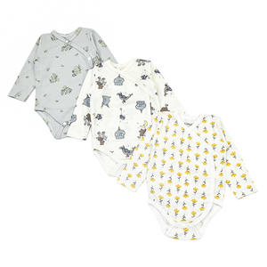 Initial Treasure 100% coton tricoté ODM bébé body nouveau-nés 0 ~ 2 ans bouton latéral barboteuse printemps automne commerce extérieur - Product Image 1