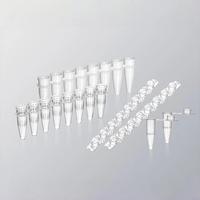 Capuchons optiques ronds transparents pour tubes PCR à huit tubes, compatibles avec les machines PCR, consommables de test en plastique jetables