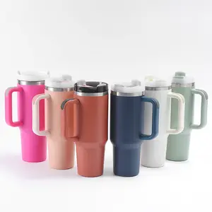 健身房饮料40盎司塑料不锈钢保温瓶饮水瓶咖啡杯带盖和吸管的不倒翁杯