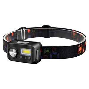 Lampe frontale rechargeable à LED avec lumière d'avertissement rouge pour la course nocturne et la pêche - Product Image 1