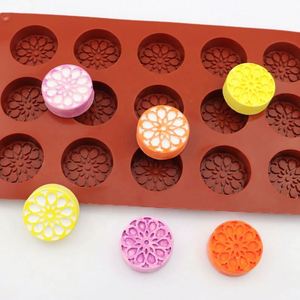 Eco-Friendly Custom Logo <b>Cookie</b> 15 Hole Round Waffle Shape Silicone <b>Mold</b> Cake Tradition Lace Flower OEM\ODM - Product Image 1