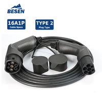 Câble de charge BESEN EV 16A 1phase IEC62196-2 Type 2 TPU matériel surveillance de la température cordon de chargeur de véhicule électrique