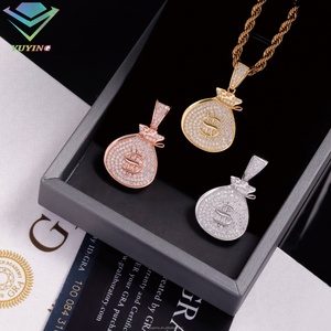 Pendentif Hip Hop populaire, serti de diamants VVS, en argent 925, pendentif sac à argent, collier cubain - Product Image 2