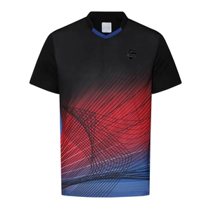 Maillot de badminton imprimé dégradé, haut de badminton respirant, équipement sportif, entraînement de tournoi, badminton quotidien, logo personnalisable - Product Image 3