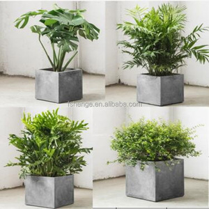 Vente chaude Usine Fiberstone Jardinières Décor Extérieur Ciment Béton Grands Pots De Plantes Artificielles Avec Des Fleurs - Product Image 6