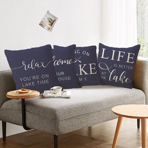 Juego de 4 Fundas de Almohada Modernas con Diseño de <span class=keywords><strong>Lago</strong></span>, 18x18 Pulgadas, Funda de Almohada Azul con Diseño de <span class=keywords><strong>Lago</strong></span>, Decoración Moderna para Porche, Dormitorio o Sofá - Product Image 4