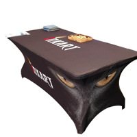 Nappe de table personnalisée en spandex faite à la main, nappe en polyester avec logo imprimé de 6 pieds, nappe extensible pour fête, banquet, mariage