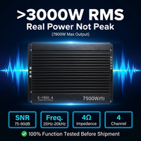 Nouvel amplificateur de voiture 1900.4, 4 canaux, classe A, 12V, 4Ω, 3000W RMS, 20Hz-20kHz, carte d'amplification pour haut-parleurs de voiture, vente en gros OEM/ODM